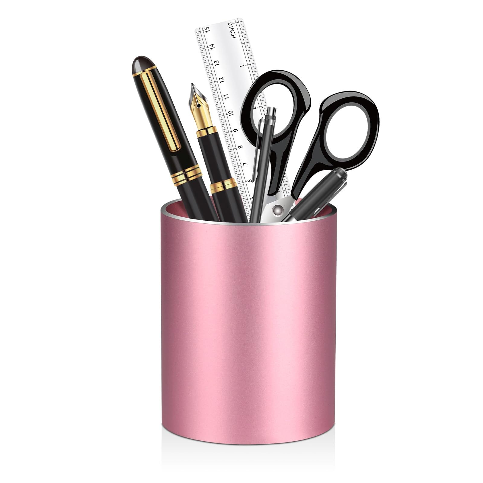 MYHOGOOD Pen Holder Pencil Holder for Desk, Metal Pen Pots, Makeup Brush Holders, Pencil Cup Organizer for Desk, Office, School, Home (Pink)
