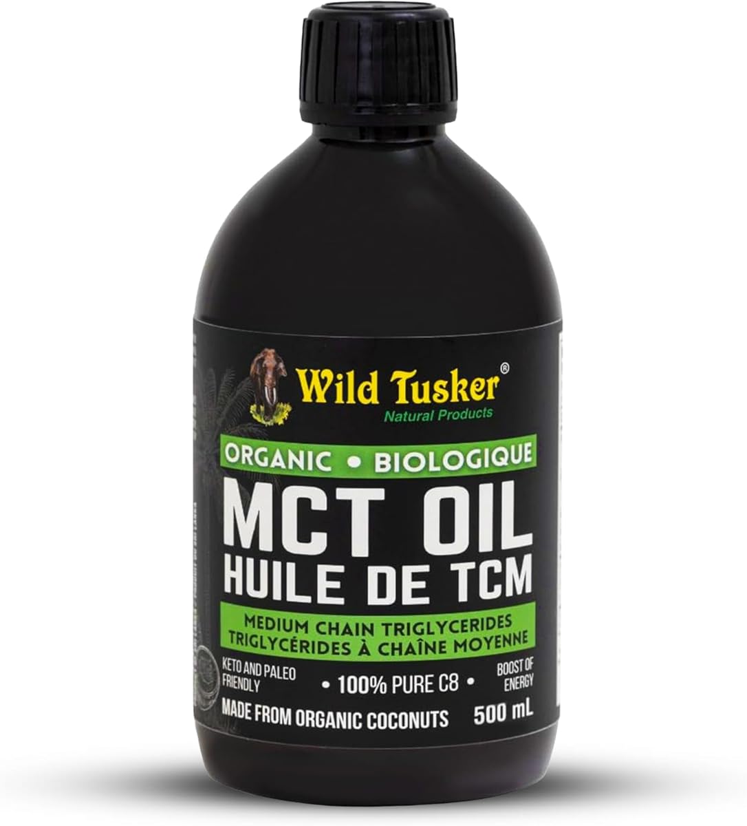 Wild Tusker Huile MCT bio - 100 % C8 500 ml