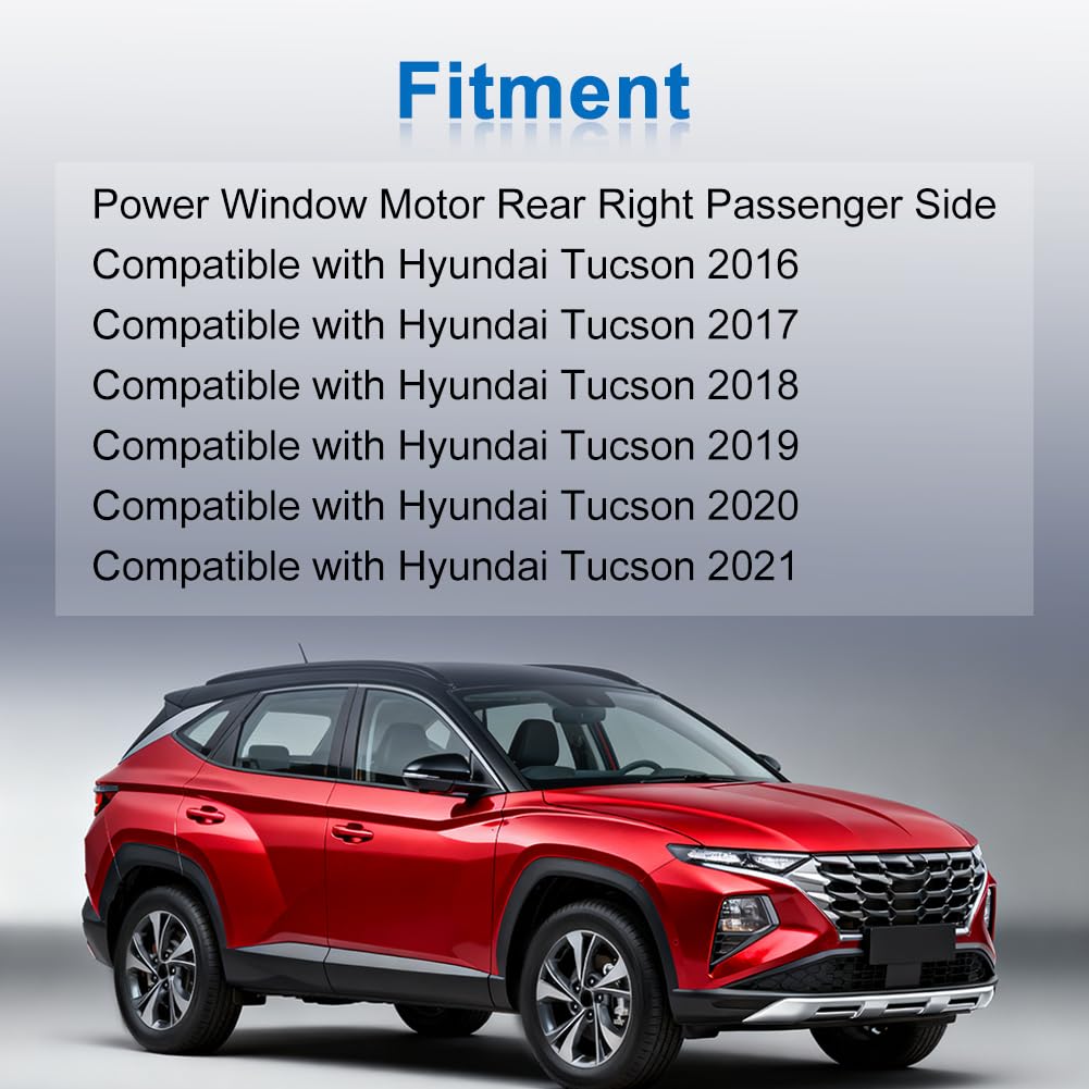 Power Window Lift Motor Rear Right Passenger Side Compatible with Hyundai Tucson 2016-2021 Replace 83460-D3000 83460D3000
