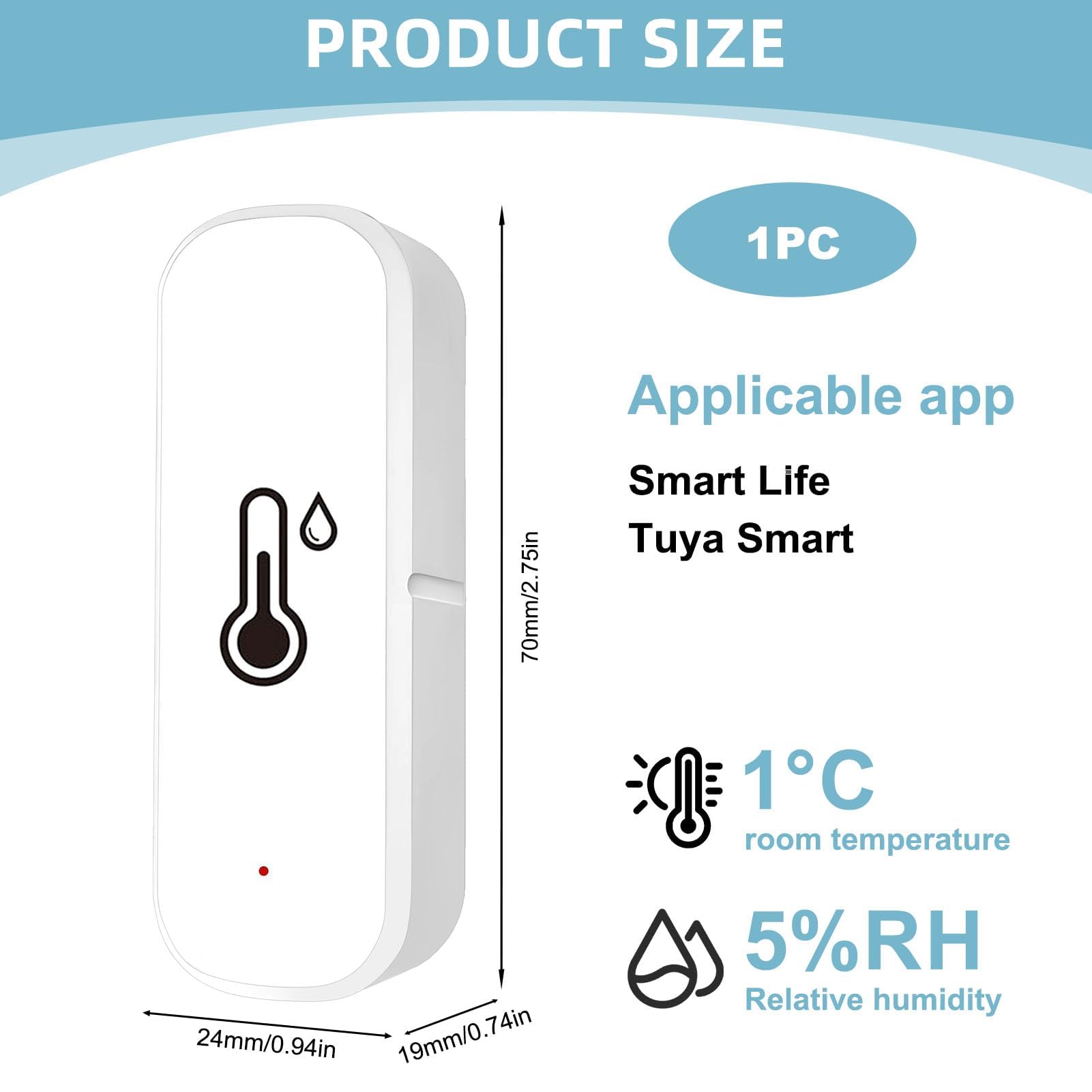 Thermomètre Hygromètre Connecté WiFi pour Intérieur et Extérieur Mini Thermomètre Connecté Wifi avec Smart Life/Tuya APP Mini Compatible Alexa Google Home pour Température Interieur et Humidité