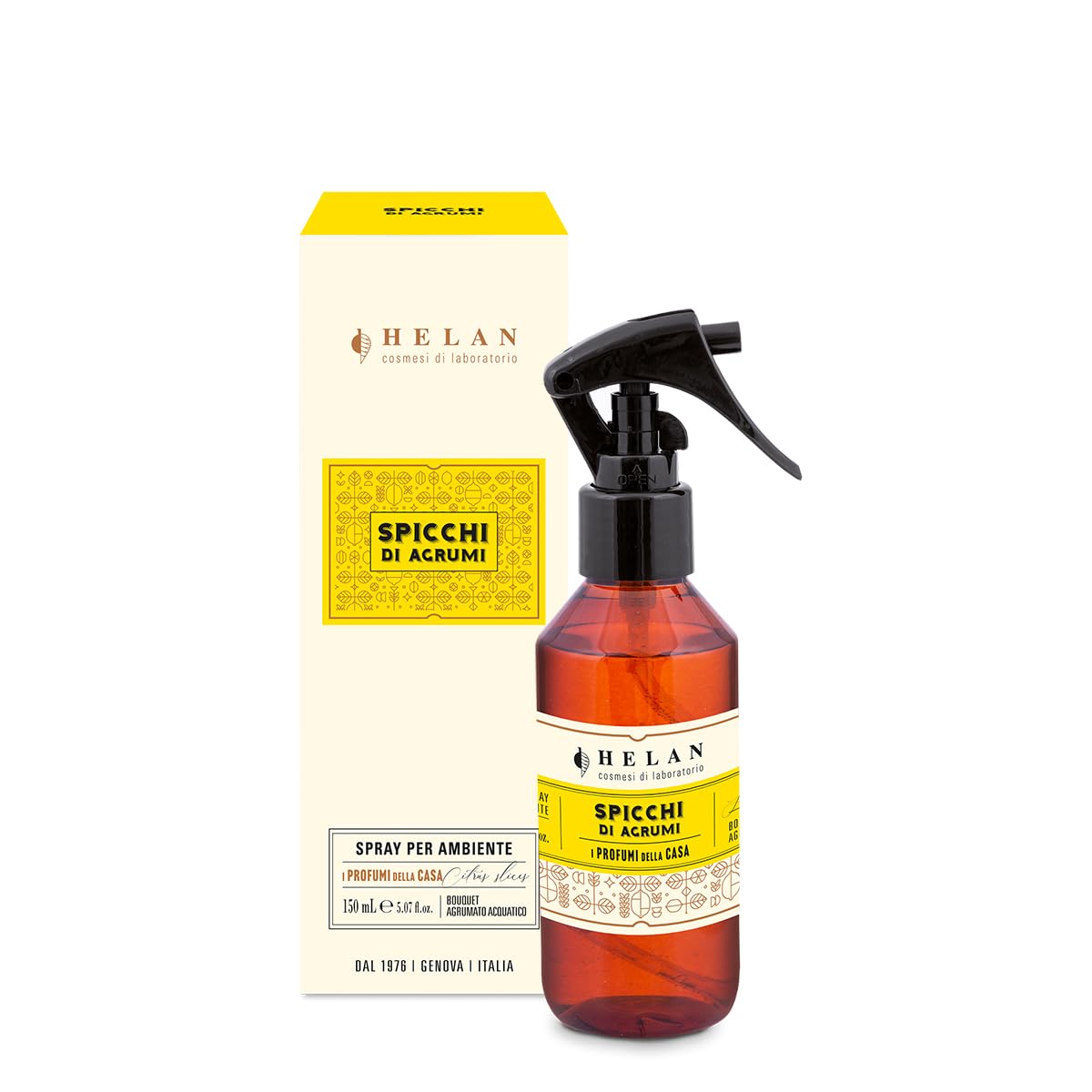 Helan Spicchi di Agrumi - Profumatore per Ambienti, Profumo Ambiente Spray con Arancia Dolce dalle Note Agrumate e Acquatiche - Idee Regalo Deodorante e Profumatori Ambiente, 150 ml - Made in Italy