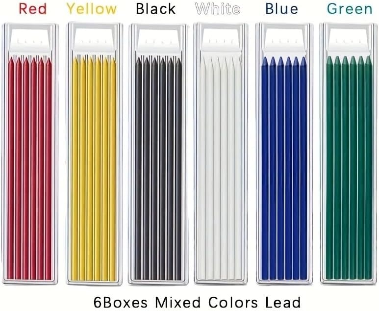 MROOFUL 2.8mm Colored Replaceable Refill Rods for Woodworking Pencil Deep Hole Leads Marking Tools Special Sharpener 12CM Length Core image 5