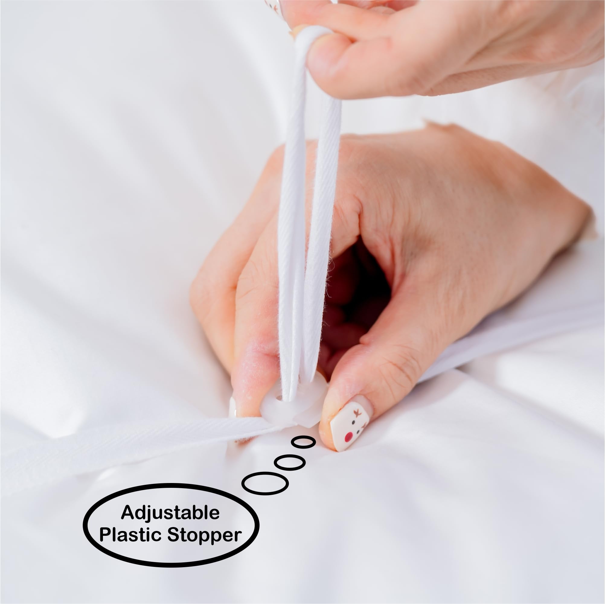 Funda de almohada de algodón acolchado de 250 hilos con banda ajustable (blanco)