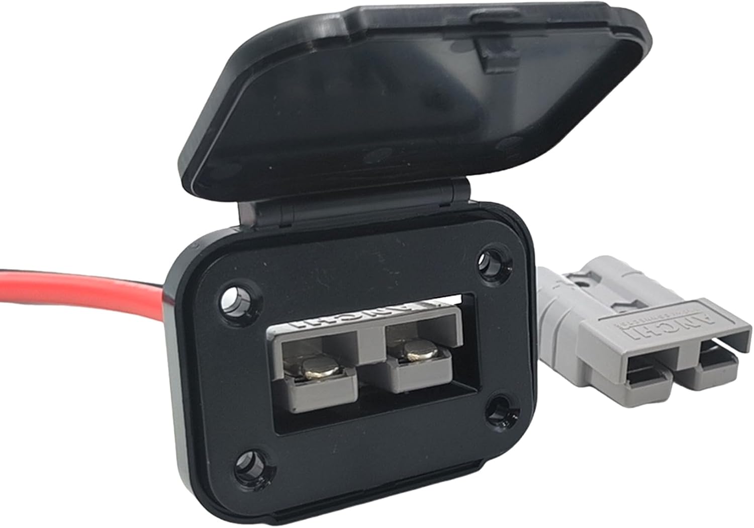 daier 50 Amp Battery Quick Connect/Disconnect Connector,Anderson Connector with 1.64Ft 8AWG Battery Cables and O-Type Terminals for RV Truck Winch