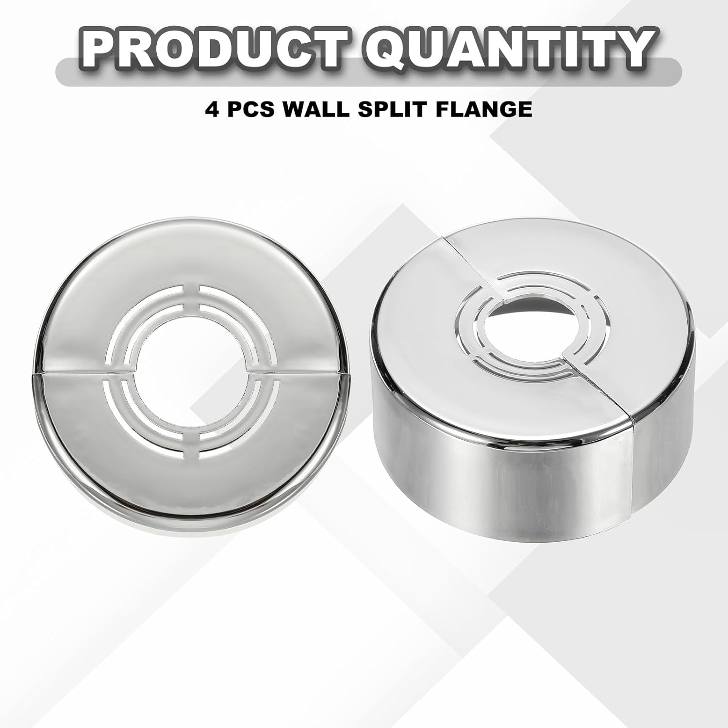 HARFINGTON 4pcs Wall Split Flange 1.18" (30mm) Plastic Round Adjustable Split Flange Pipe Cover Clip-on Escutcheon Collar Under Sink Pipe Radiator for Bathroom Kitchen Toilet, Silver