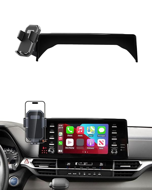 PZK Car Phone Holder for Toyota Sienna 2021-2024 Accessories XLE/XSE/Limited/Platinum 12.3-Inch Screen Fixed Clip Auto Lock Car Phone Mount for 4-7 Inch Phones with Sunglasses Storage Box 360° Rotaion by PZK - Used condition - US$25.94
