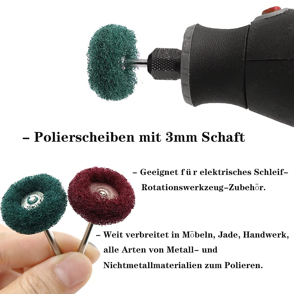 40-teiliges Polierräder-Set 25mm – 4 Körnungen (80–300), 3 Mm Schaft, Für Rotationswerkzeuge, Metall & Stein