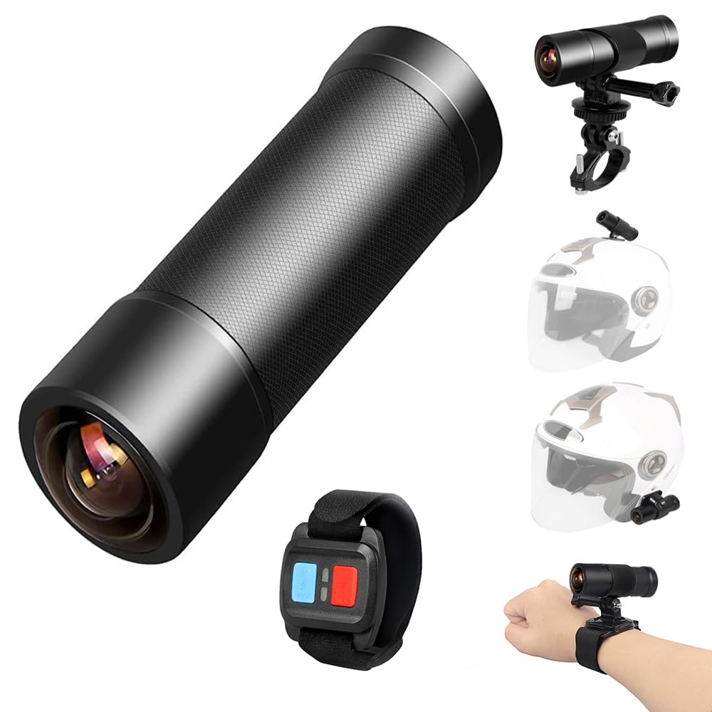 VSYSTO Cámara de casco de alta resolución 2K, gran angular de 170°, mando a distancia inalámbrico, sensor G, visión nocturna, resistente al agua, grabación en bucle, cámara de esquí para moto,