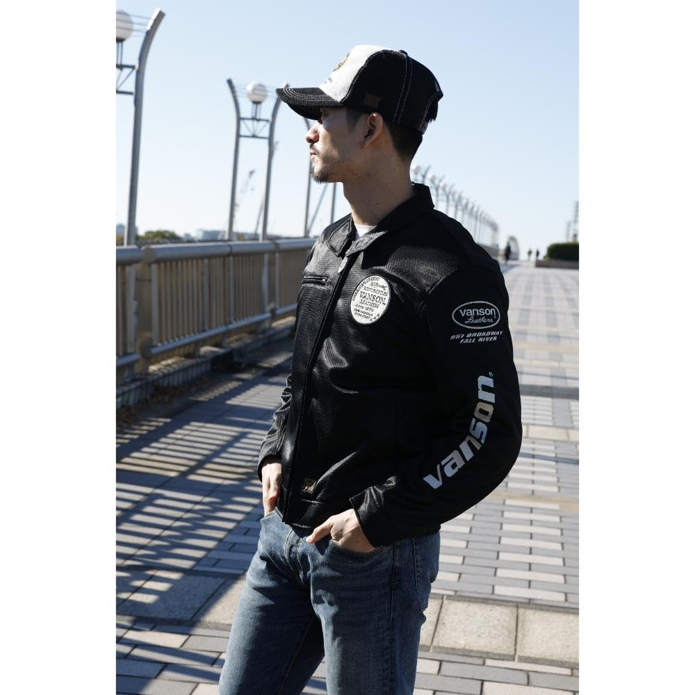 Vanson ブラック ジップアップジャケット Amazon | バンソン メッシュスウィングトップジャケット