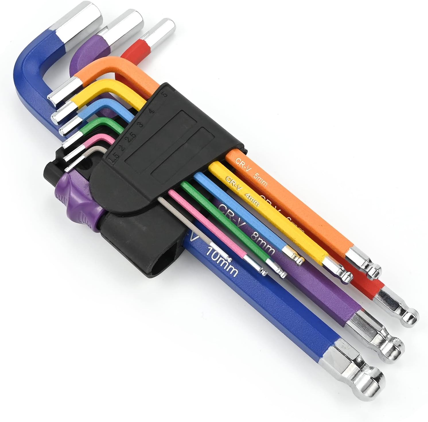 Metric Hex Key Set, 9Pcs Allen Key Set 1.5-10mm, Anti-Slip Long Ball End Hex Wrench Set, for Disassembly and Maintenance of Mechanical Equipment Vehicles, with Color Coding - Imperial…