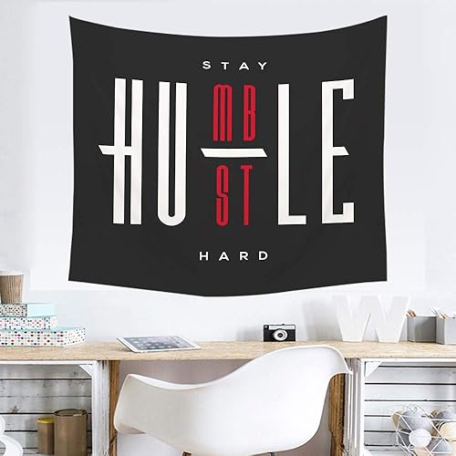 Miniatura 3 de HGOD DESIGNS Tapiz con cita para colgar en la pared, póster con frase «Stay Humble Hustle Hard», tapiz decorativo de pared para hombres, mujeres,