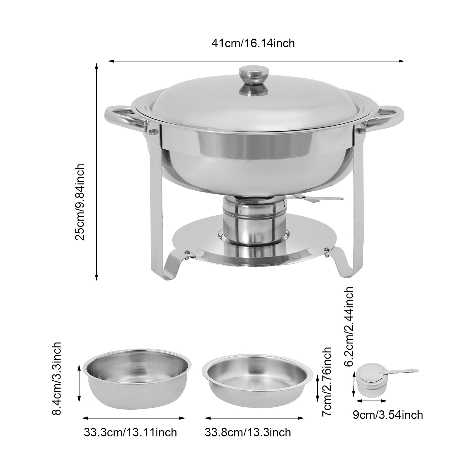 Set da 2 pezzi Chafing Dish Buffet, in acciaio inox, per ristoranti, buffet, hotel, caffetterie, 41 x 25 cm