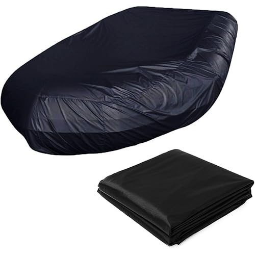 ANZAGA Boat Cover, 210D Waterproof Trailerable Marine Grade Polyster Canvas Fits V-Hull,Black,7.54ft/2.3m