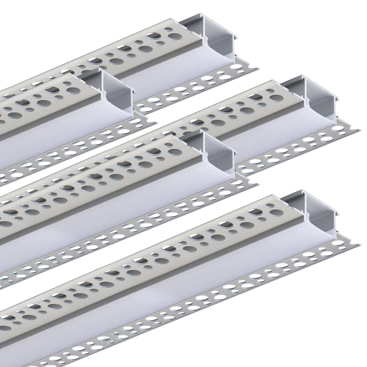 Long Life Lamp Company Aluminium Plaster In Led Profile Channel 1 Metre Opaque Diffuser Trimless, Drywall Cp01 (5)