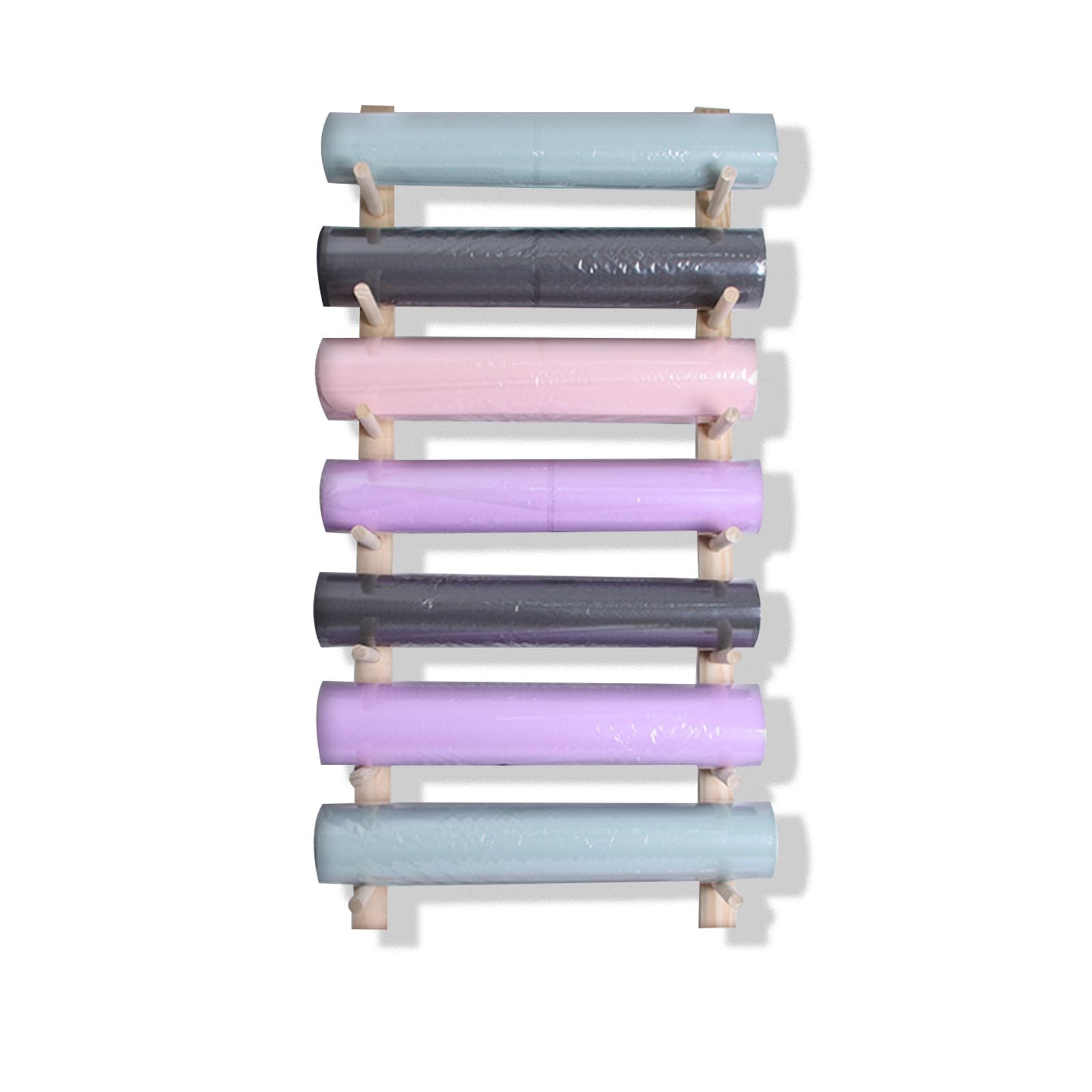 Soporte de pared para esterilla de yoga, soporte de madera para hasta 9 esterillas, perfecto para estudio de yoga o organización de gimnasio, estante flotante que ahorra espacio para entrenamientos en