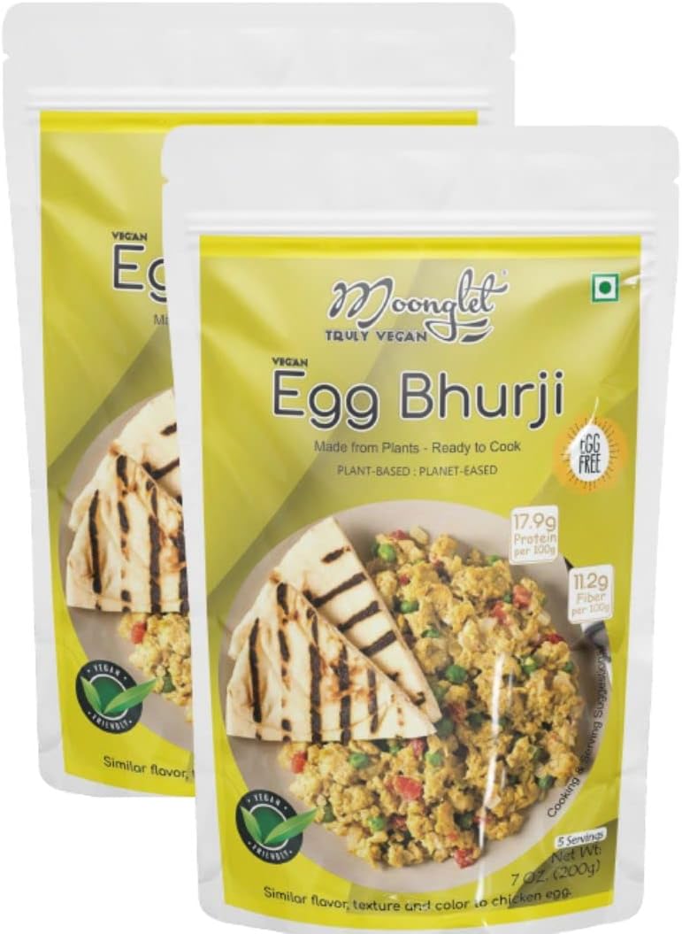 Eggless Bhurji | Vegan Egg Bhurji | Indian Masala Vegan Scrambled Egg Mix | 400g: Pack of 2, 200g each