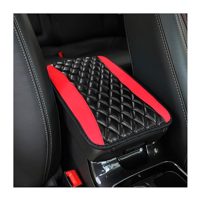Universal Leather Car Center Console Cushion Pad - Waterproof Armrest Cover (Red)