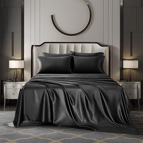 Miniatura 2 de Funda de edredón AiMay de satén, jacquard de seda 100 % de lujo, microfibra súper suave con cierre zipper, color de moda con elegante patrón plateado