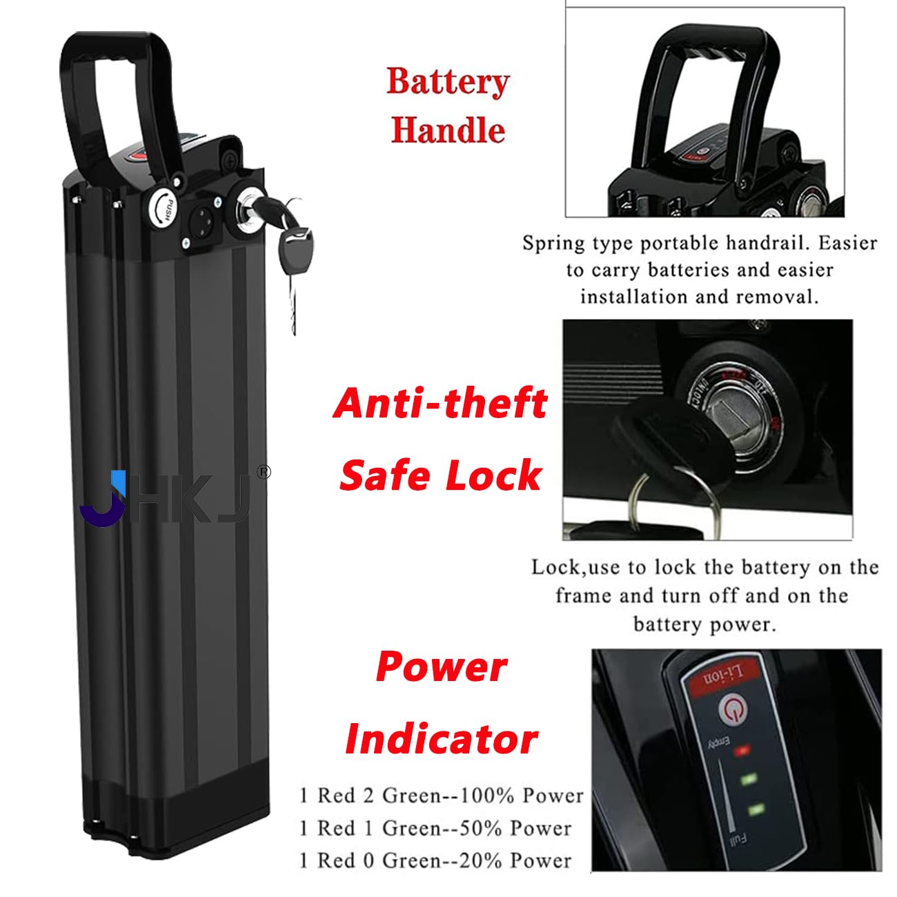 Batteria al Litio 36 V Batteria agli ioni di Litio 48 V 10 Ah 18 Ah Batteria Rimovibile 36 V 15 Ah 12 Ah 20 Ah per Motori 200 W a 900 W con Caricabatterie e Porta a 4 Pin,36v20ah