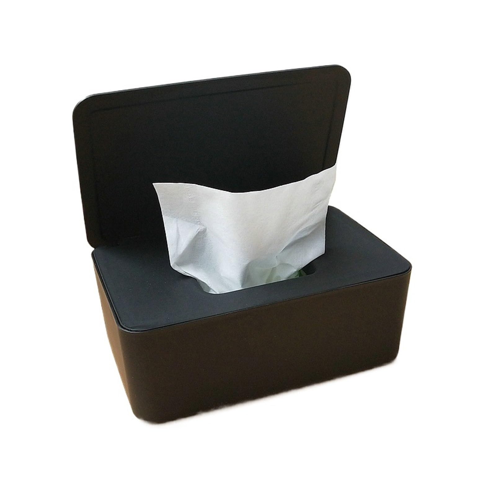 Paper Towel Box Household Plastic Dustproof Cover Tissue Box Desktop Seal Home Office Decoration Wet Tissue Box(Black)