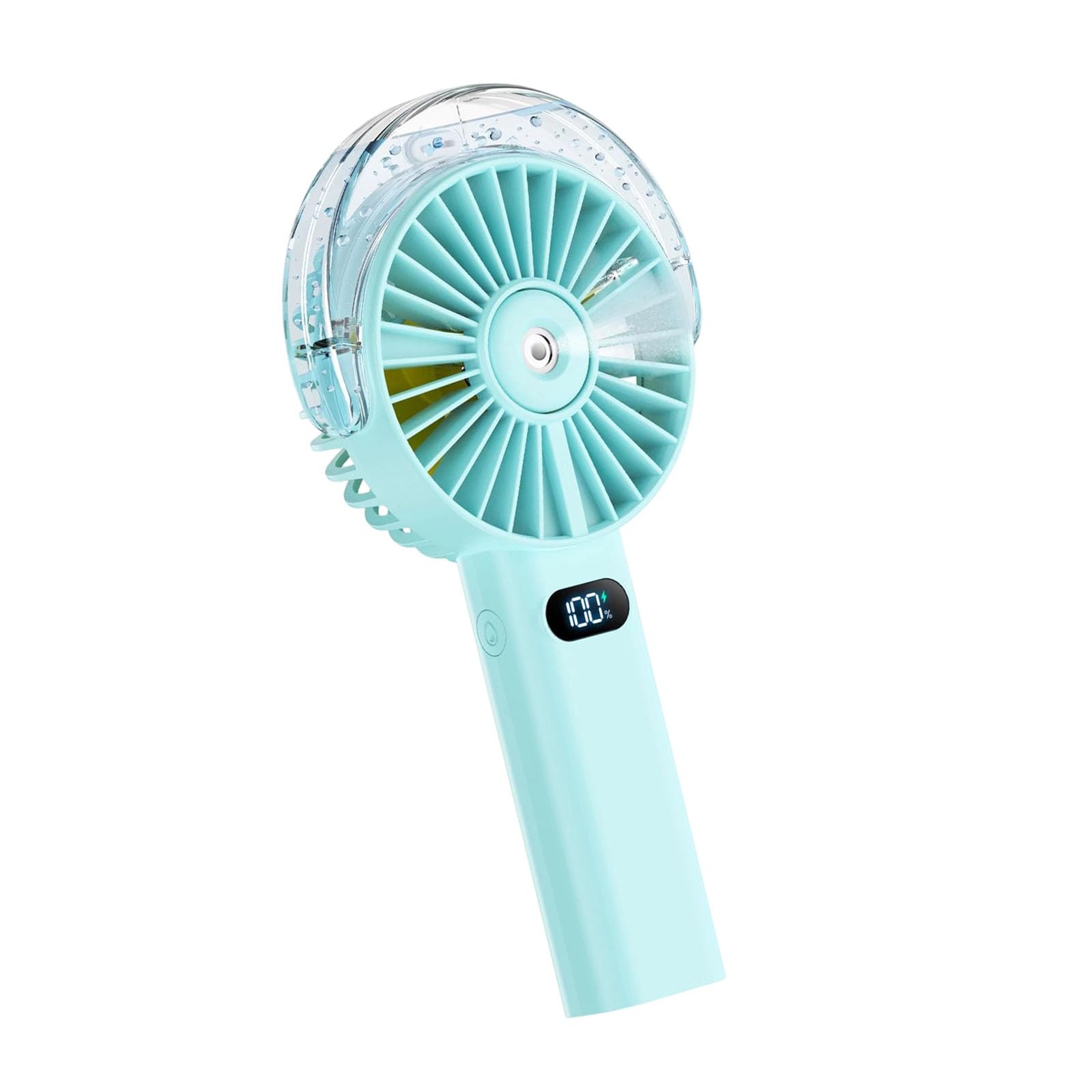 Tsynapter Rechargeable Handheld Fan with Cooling Mist, 4000mAh Desk Fan with Digital Display for Work Travel Outdoors Daily Mist Cooling Rechargeable Handheld