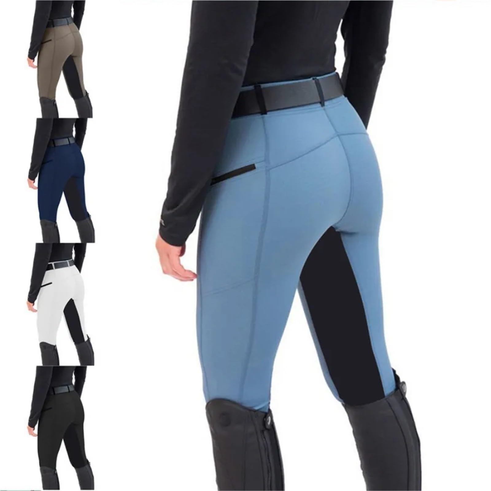 Pantalones De Montar A Caballo Pantalones de equitación Ajustados con Remaches y empalmes elásticos para EquitacióN
