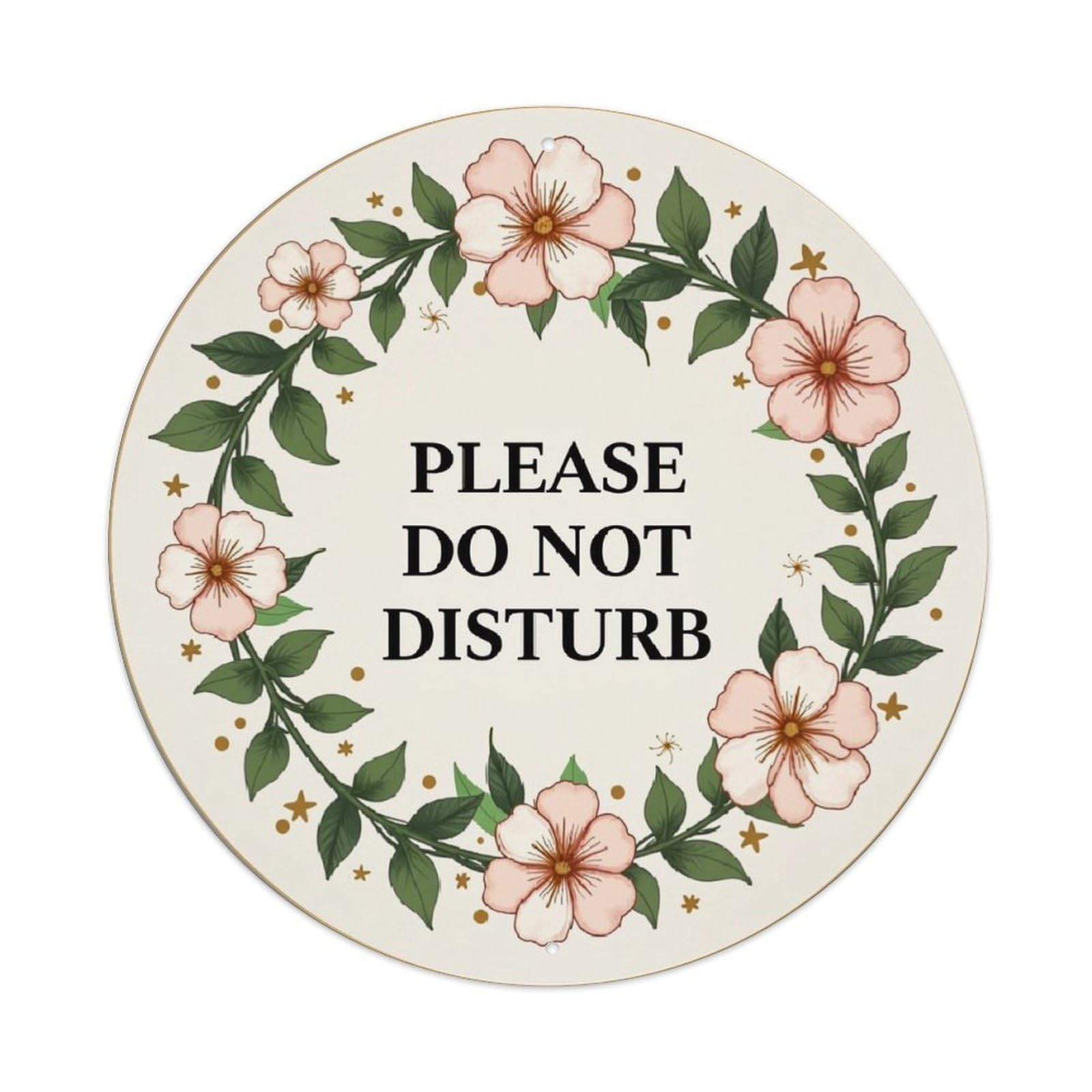 Floral Wreath With Pink Flowers Round Metal Tin Sign Vintage Wall Decor, Bar Garage Cafe Kitchen Home Wall Art Poster 8x8inches