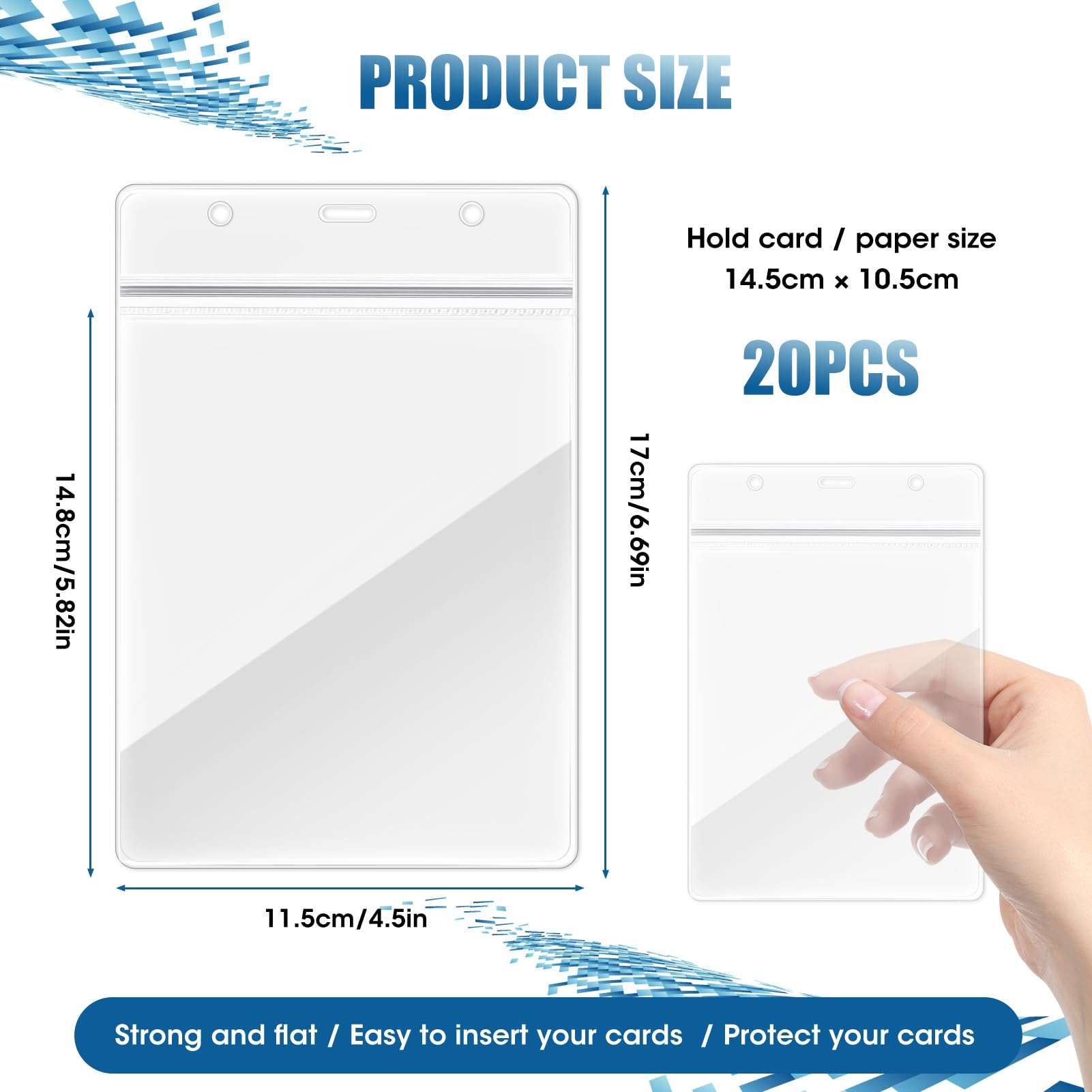 20Pcs A6 Large Vertical Card Holders Portrait Clear ID Badge Holders Extra Large PVC Portrait Case Cover 17x11.5cm Holds 14.5x10.5 cm Paper Waterproof for Work Conference License Concert Access Contro - Image 2