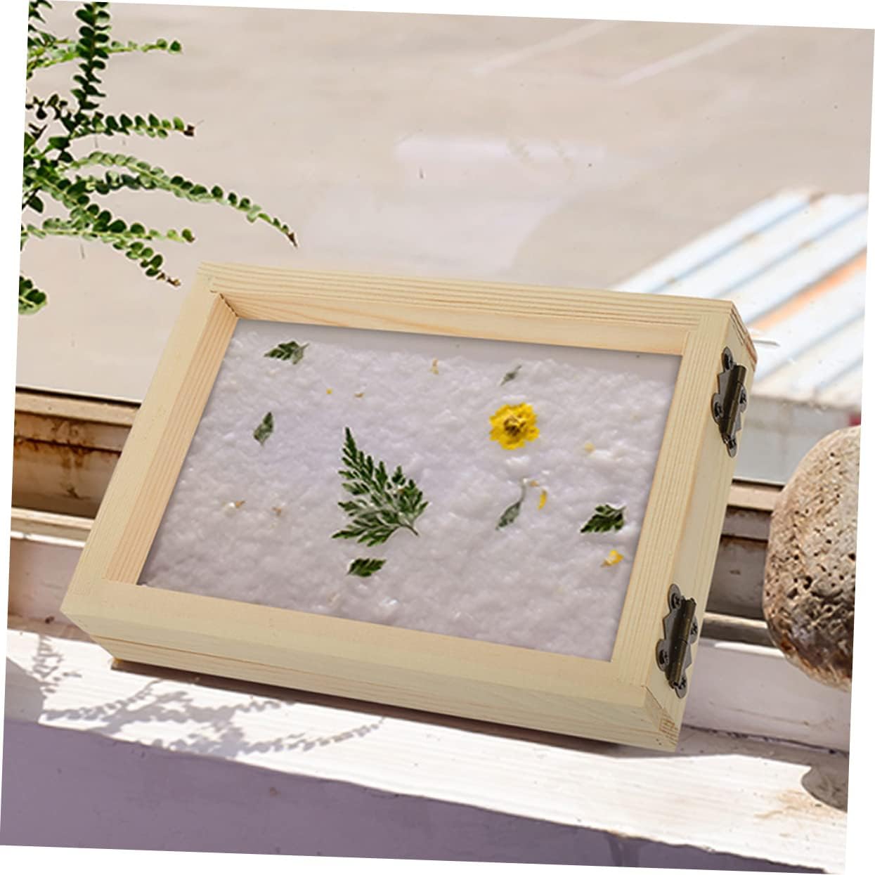 JEWEDECO 4pcs Wooden Paper Making Frame Kit Screen for Boys and Girls DIY Craft Handmade Paper Molding Tools