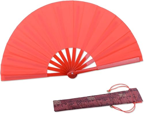 HONSHEN Abanico plegable de regalo de mano, color rojo, pequeño, chino, Kung Fu Tai Chi, plástico ABS, plástico y nailon, abanicos plegables de mano disponible en Yaxa Peru