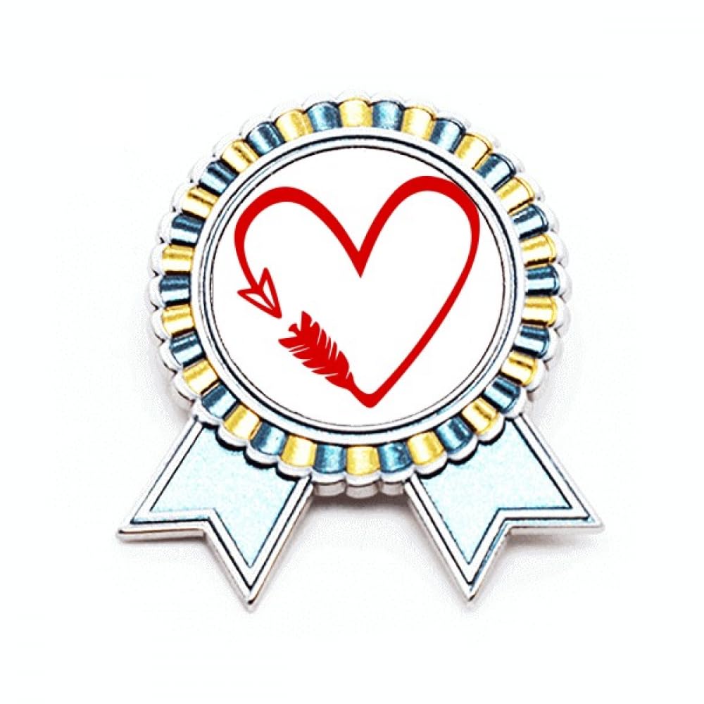 Broche rouge en forme de cœur fléché en métal taille M cadeau idéal
