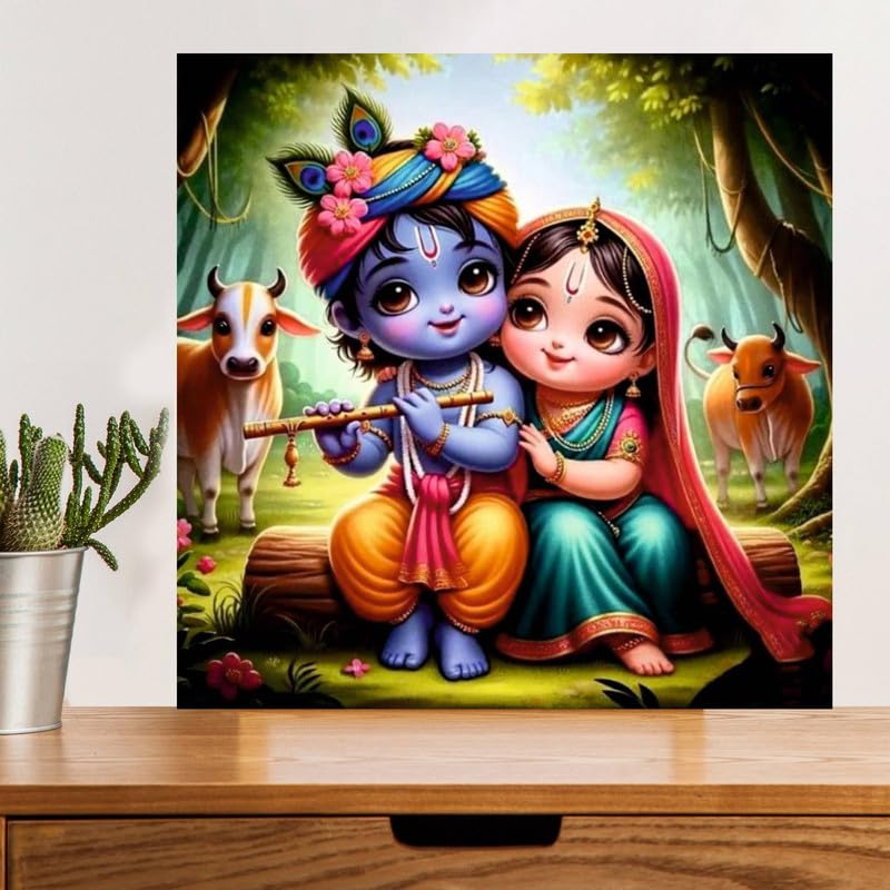 Image of British Terminal Cute little Bal Gopal Baby God Krishna| Kanha Ji | Laddu Lord Makhan Chor Painting Religious Poster for Pregnant Women for wall (matt thin vinyl,sticker,multicolor,unframed)| bj99