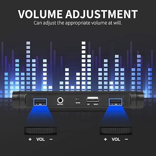 Miniatura 6 de XTUGA Sistema de micrófono inalámbrico recargable U500, micrófono inalámbrico dual inalámbrico dinámico de mano, 262 pies para