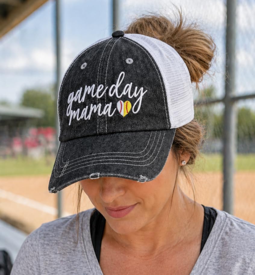 Gorro de béisbol para mamá con coleta desordenada gris oscuro miniatura 2