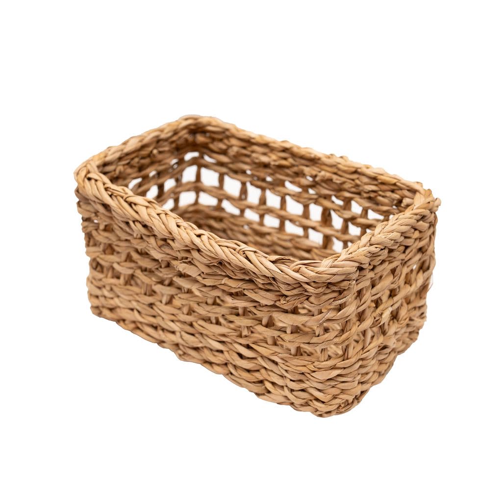 Arthur Cameron – Dharla Handwoven Rectangular Seagrass Storage Basket – Artisanal Decorative Organiser Tray for Living Room, Bedroom, Kitchen, or Bathroom (Small)