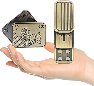 New Stress Relief Metal Poker Fidget Slider 2 Sets,Men's EDC Hand Fidget Toy,Poker Push Card Stress Relief Toys, Interesting Fidget Toys for Adult,Office Desk Toys Gifts for Boyfriend or Father (KT)