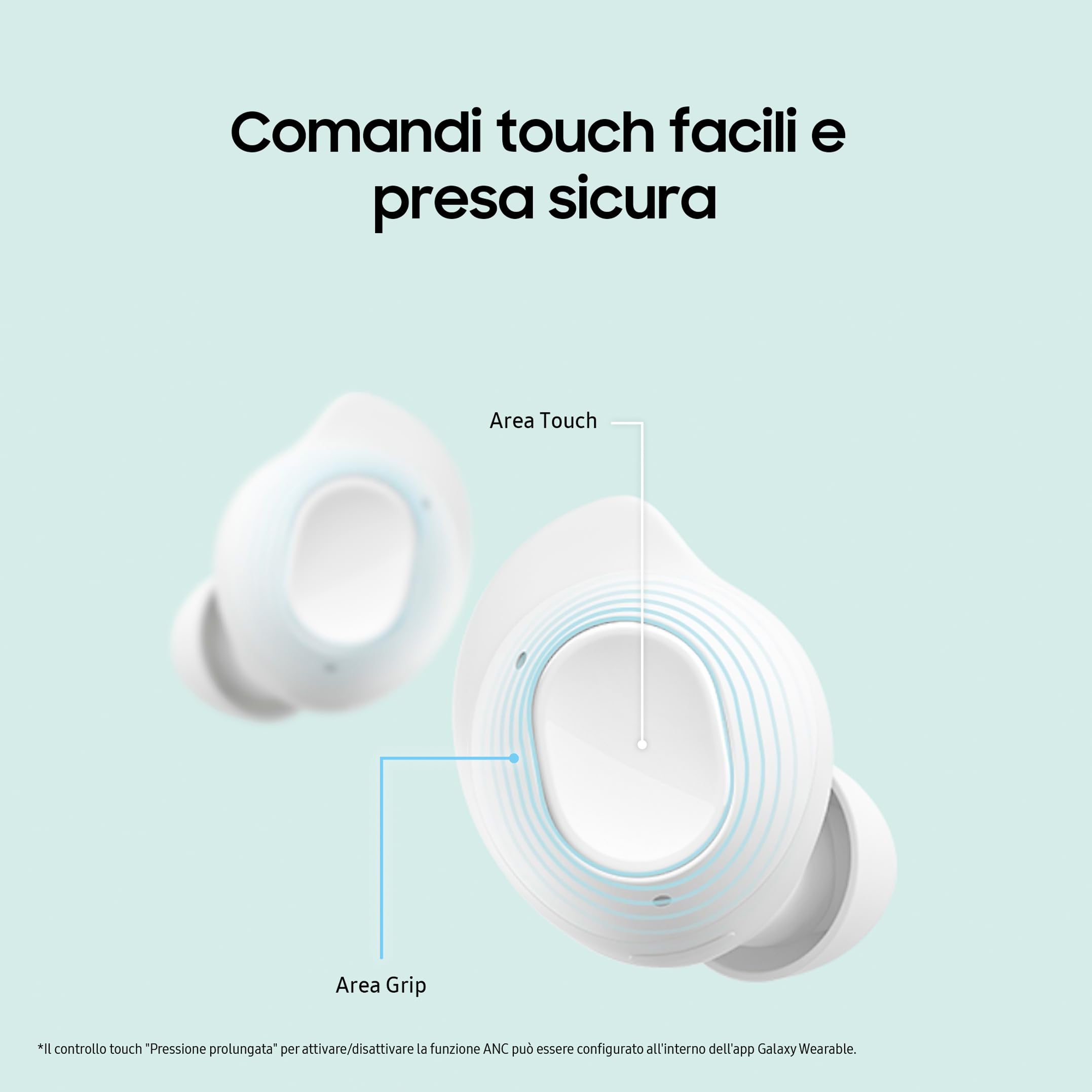 Samsung Galaxy Buds FE Cuffie Bluetooth True Wireless, Cancellazione attiva dei rumori (ANC), Fit Ergonomico, 3 Microfoni, Controlli touch, Bassi profondi, Graphite 2023 [Versione Italiana]