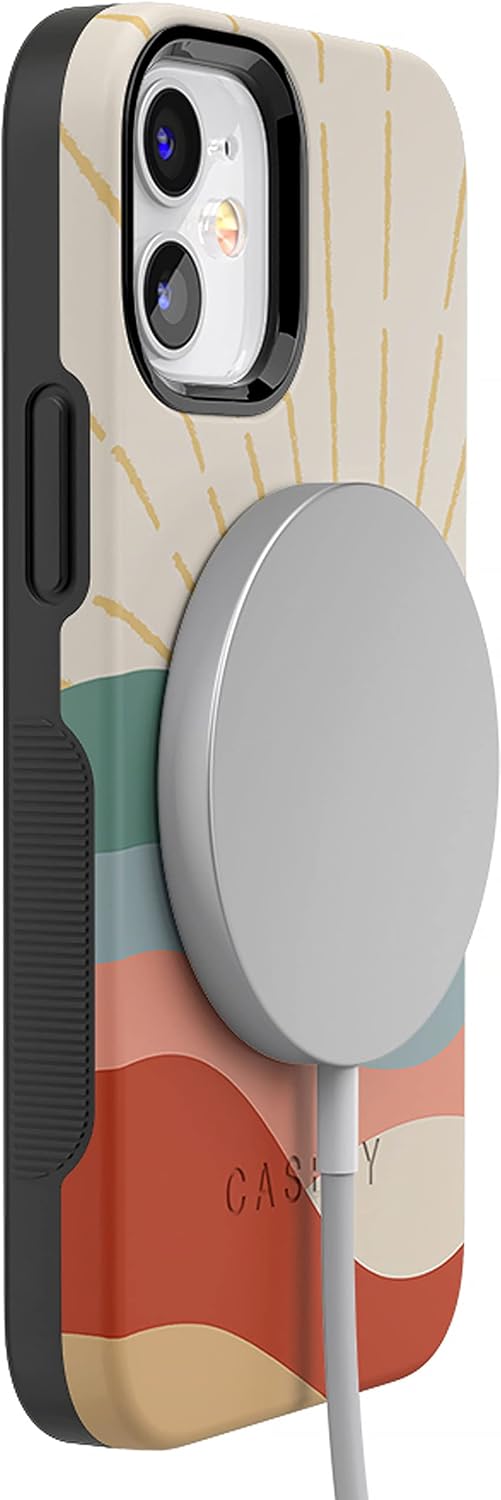 Casely iPhone 12 Mini Case | Here Comes the Sun | Colorblock Sunset | Bold Protective Design | Compatible with MagSafe