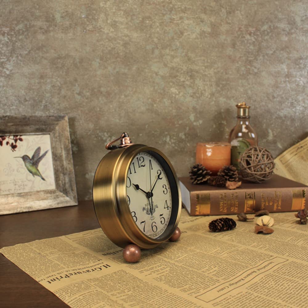 Attoe - Reloj de mesa (5.2 pulgadas, clásico, retro, estilo europeo, vintage, silencioso, para escritorio, despertador, no tic-tac, mecanismo de cuarzo, funciona con pilas, fácil de leer), Araber