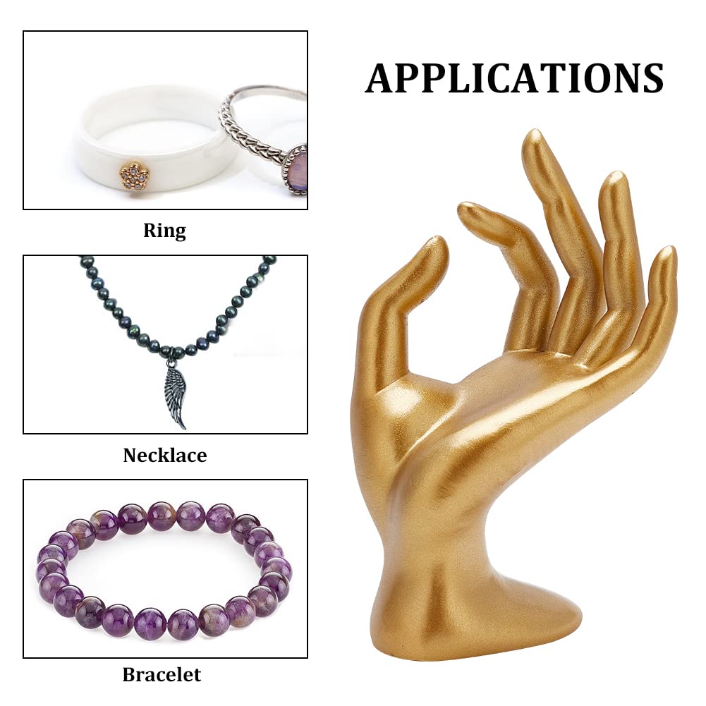 Handschmuck-Präsentationshalter, goldfarben, OK-Form, Handring, Schmuck-Organizer, Uhrenständer, Halterung für Ohrringe, Ringe, Armbänder, Aufbewahrung, Raumdekoration, 7,5 x 8,9 x 16,2 cm