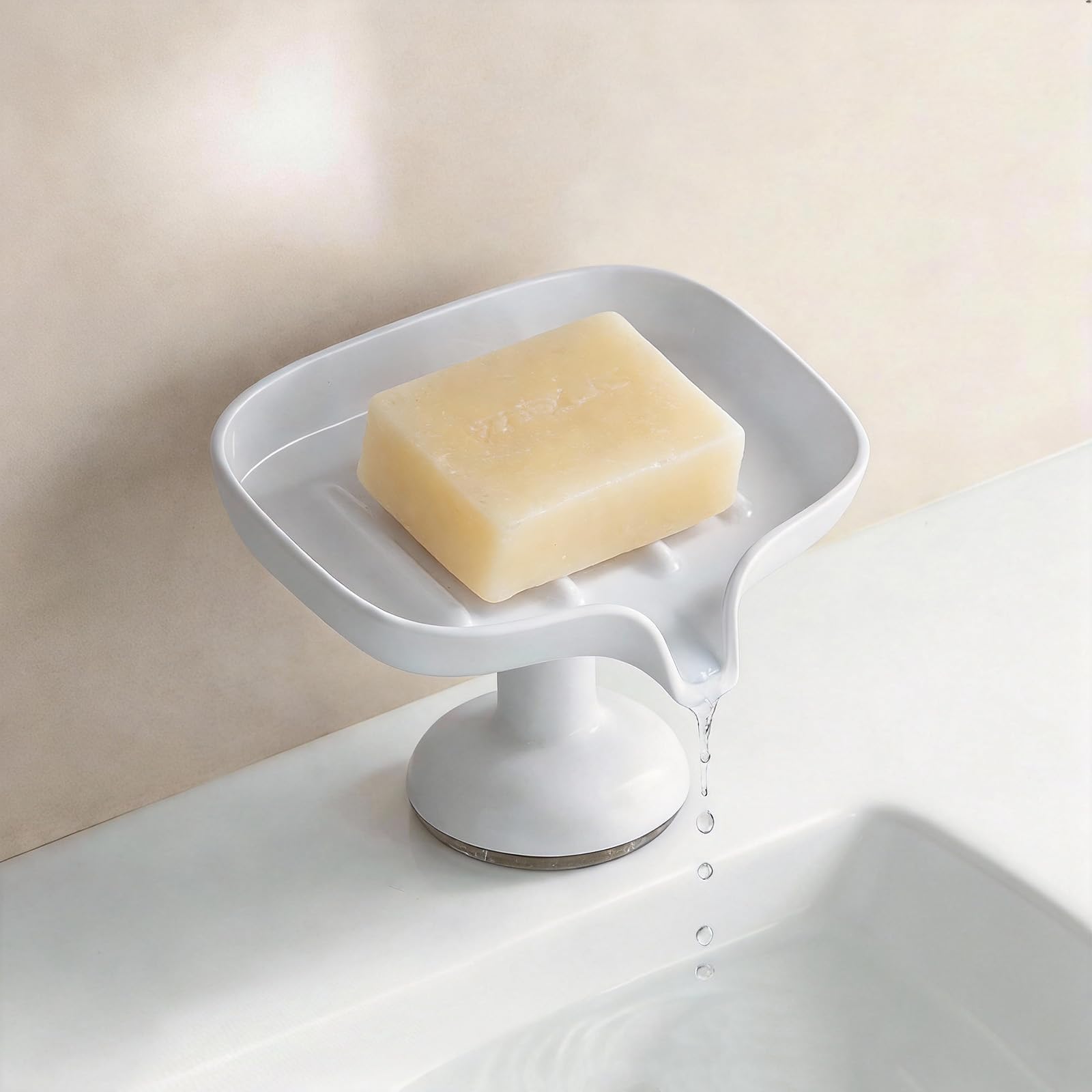 PAVSTINE Soap Dish with Drainage, Suction Soap Dish Powerful, ABS Material