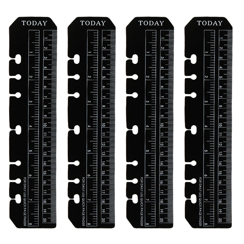 Muiltvoe 4PCS Bookmark Ruler A5 Page Marker Ruler Plastic Page Marker Folder Page Finder For A5 Format 6-Hole Binder Notebook