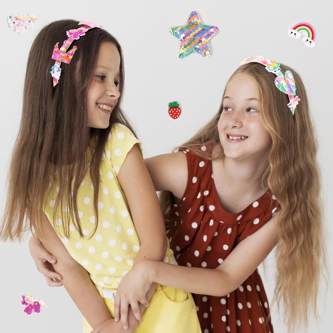 10 Stück Farbverlauf Haarreifen Mädchen - DIY Bastelset Mit Einhorn Deko