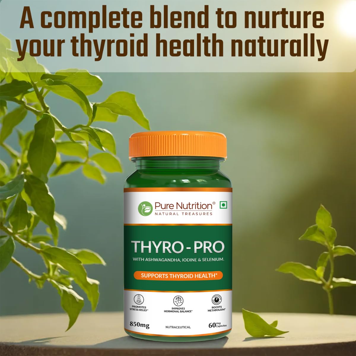Pure Nutrition Thyro Pro - 60 Veg Capsules | With Ashwagandha, Iodine & Selenium | Supports Thyroid Function, Balances Hormones| Promotes Overall Wellness - Image 4 thumbnail