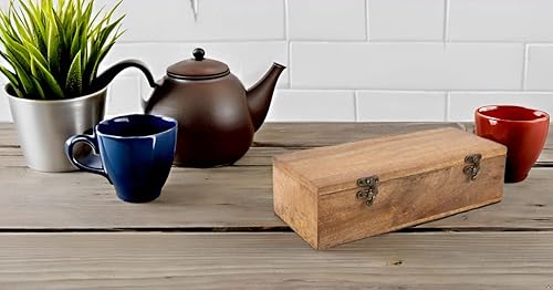 Miniatura 5 de Caja de té de madera, organizador de cofre con 6 compartimentos de almacenamiento para una variedad de especias y hierbas de té sueltas, natural,