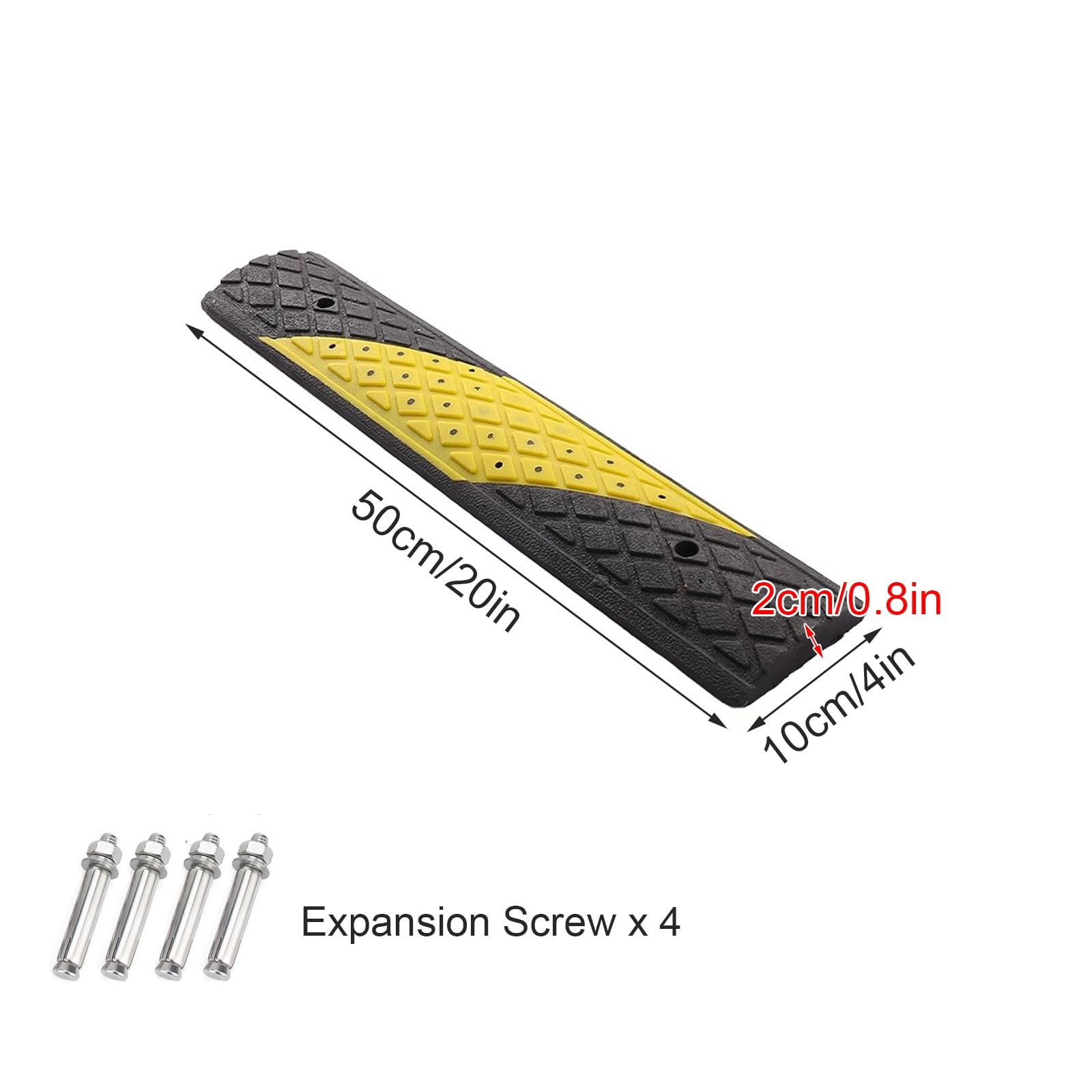 2 50cm Reductor de Velocidad Vial de Goma, Badenes para Garaje, Altura 2 Cm, para Bicicletas, Motocicletas y Vehículos Pequeños, Desaceleración Efectiva