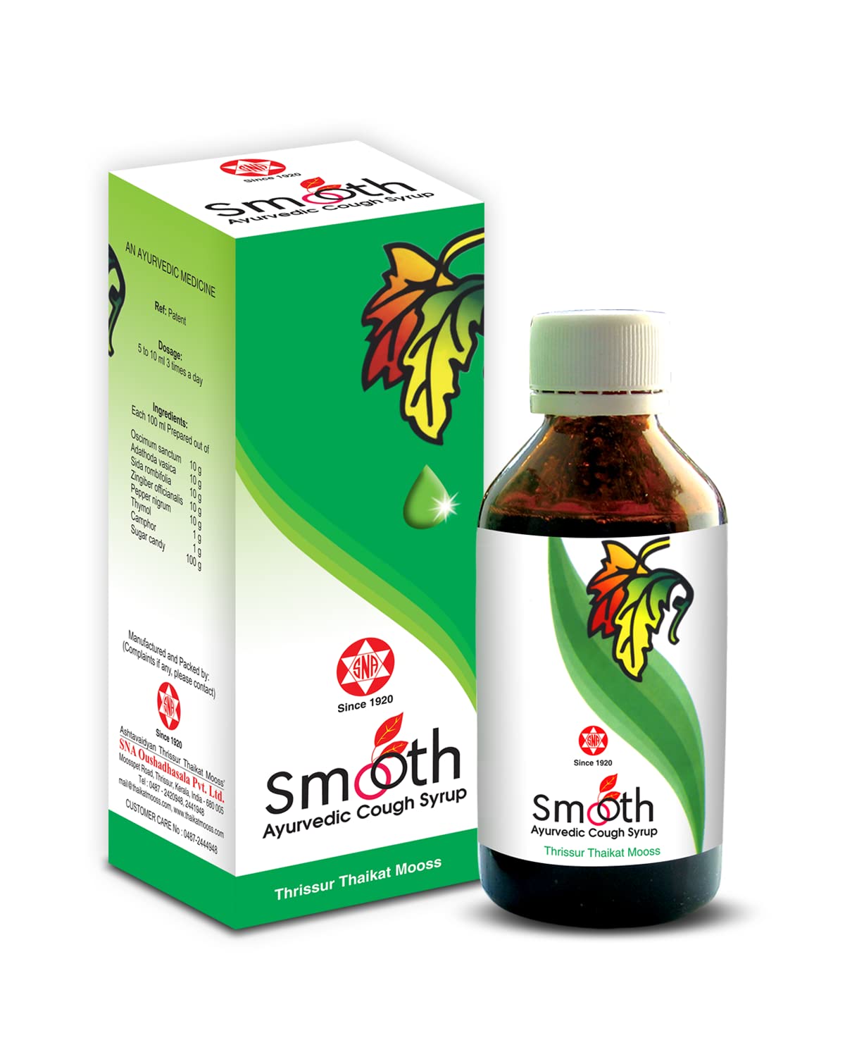 Thrissur Thaikat Mooss’ S N A Smooth Cough Syrup - 100ml (Relief from Cough and Cold)