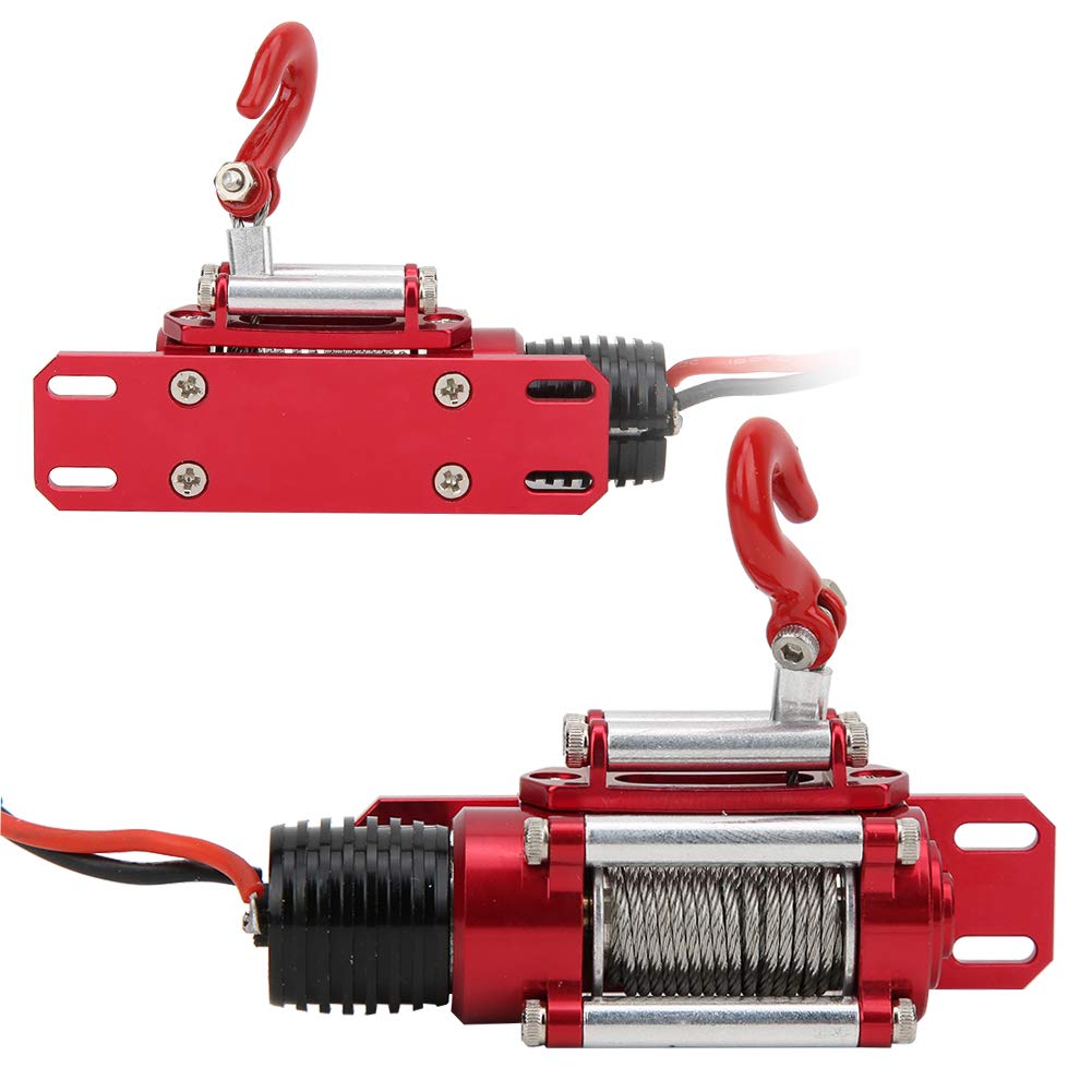 Wciągarka elektryczna samochodu RC Metalowy plastikowy panel przełączników zdalnego sterowania Akcesoria do samochodu gąsienicowego RC w skali 1/10 Samochód wspinaczkowy Czerwony