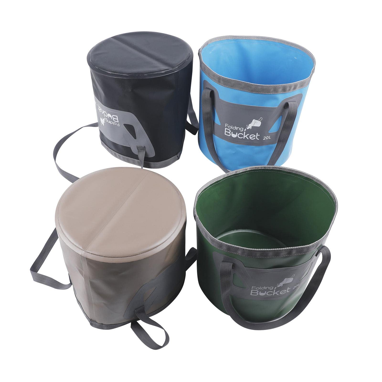 Seau Pliable avec Anse Renforcée Seau de Bassin Extérieur Pliable Bassin d'eau Portable Pliant Récipient d'eau pour Lavage des Pieds Matériau PVC Dura, Vert