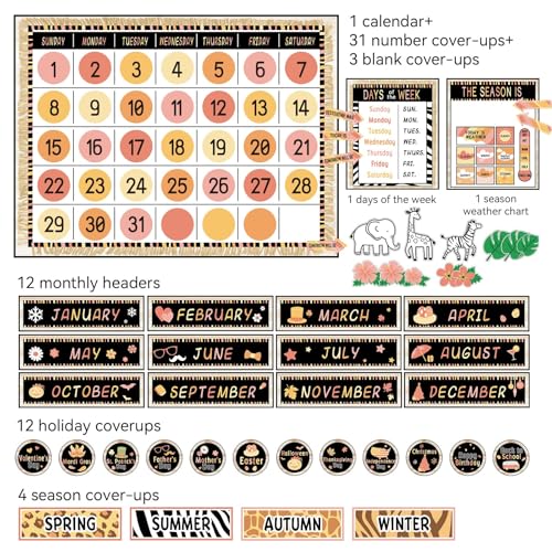 Safari Jungle Animal Calendar Bulletin Board Set Simply CTP Bu | Shop ...